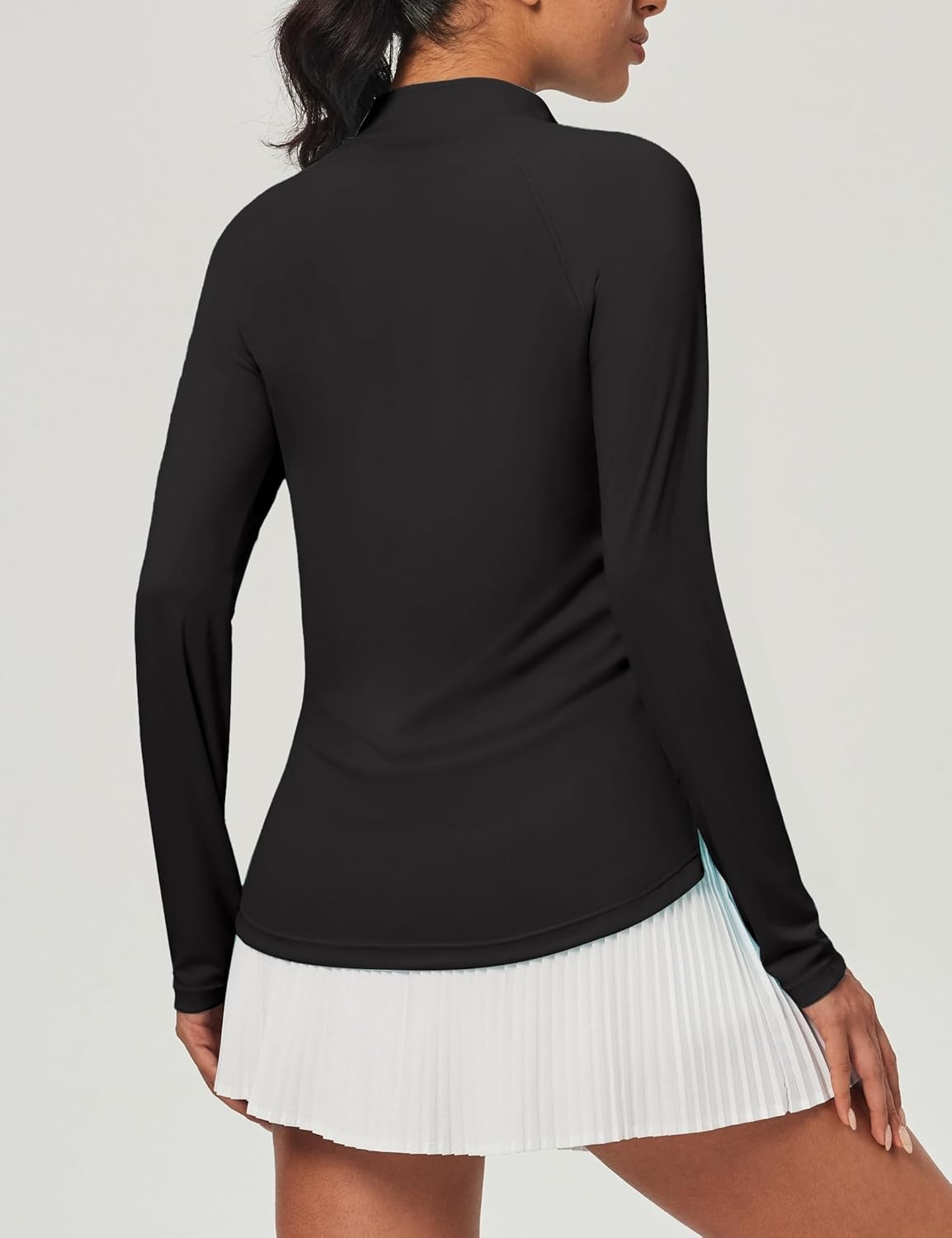 image:imageHeathyoga Long Sleeve Workout Tops for Women Golf Shirt UPF 50 Swim Shirts for Woman UV Sun Protection Quarter Zip PulloverBlack