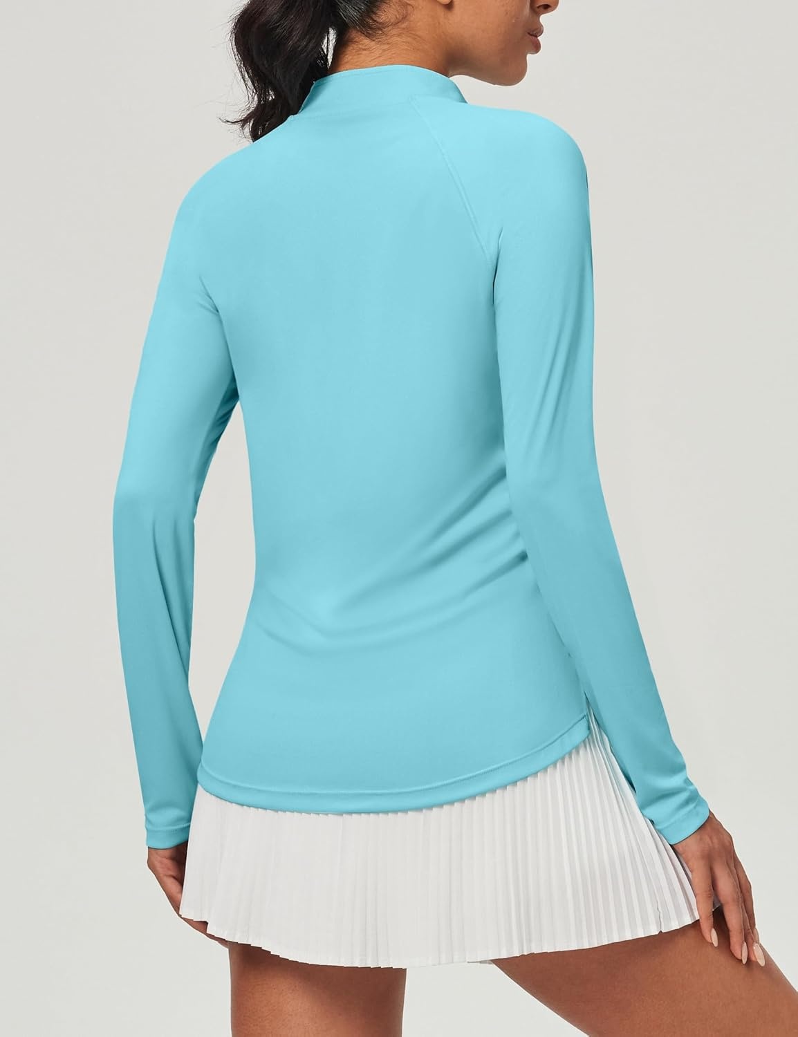 image:imageHeathyoga Long Sleeve Workout Tops for Women Golf Shirt UPF 50 Swim Shirts for Woman UV Sun Protection Quarter Zip PulloverLight Blue