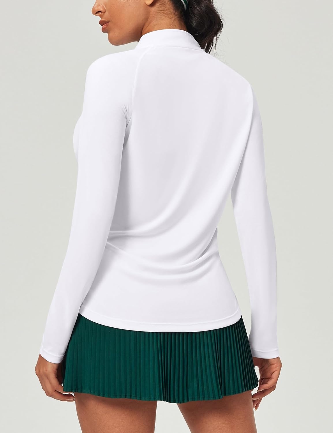 image:imageHeathyoga Long Sleeve Workout Tops for Women Golf Shirt UPF 50 Swim Shirts for Woman UV Sun Protection Quarter Zip PulloverWhite