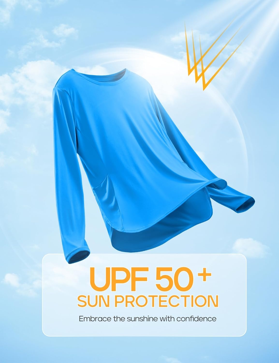 image:imageHeathyoga Long Sleeve Workout Tops for Women Sun Shirt UPF 50 SPF UV Protection Hiking Swim Shirts for Woman Rash GuardCyan