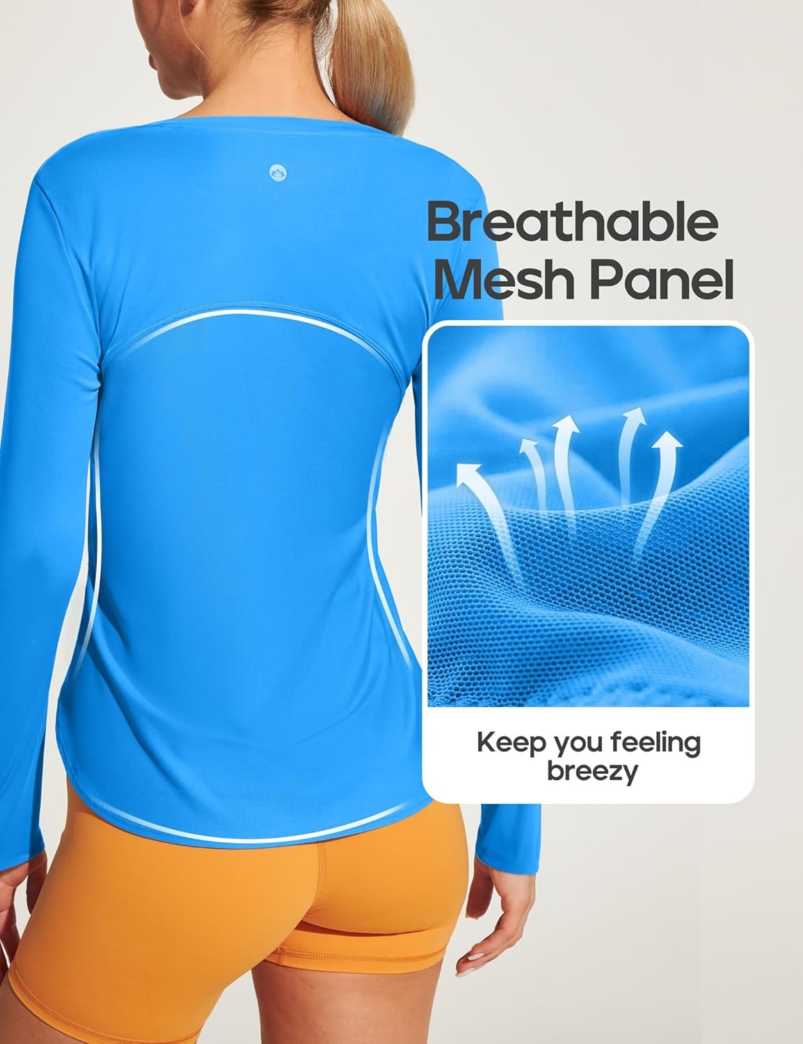 image:imageHeathyoga Long Sleeve Workout Tops for Women Sun Shirt UPF 50 SPF UV Protection Hiking Swim Shirts for Woman Rash GuardCyan