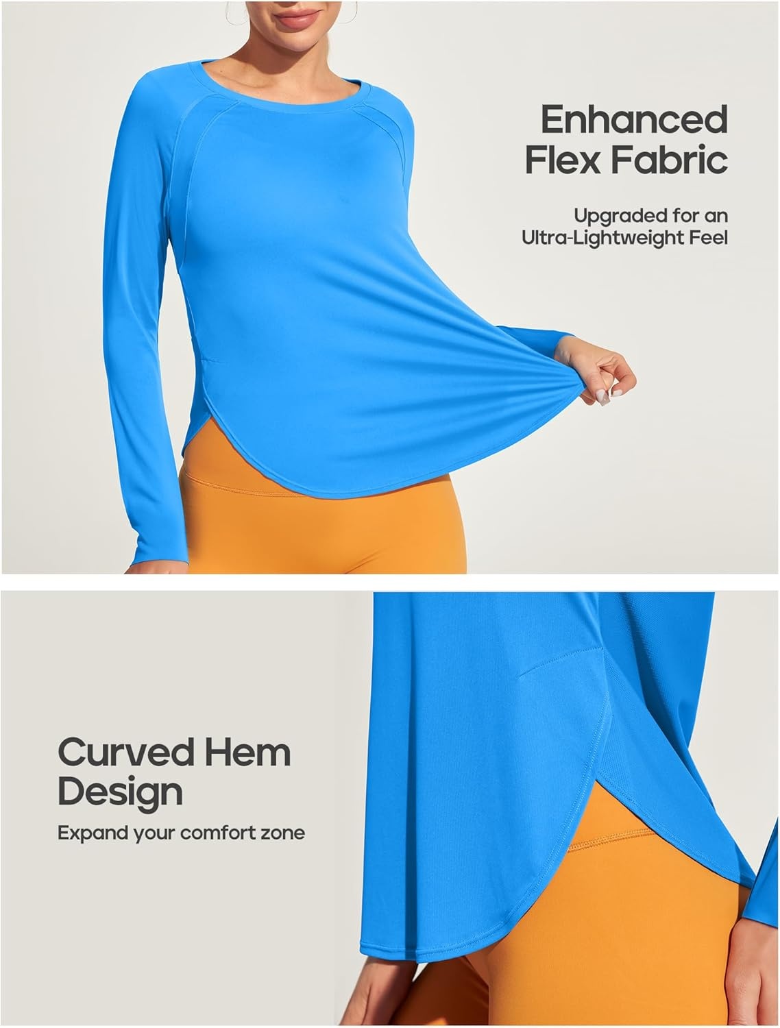 image:imageHeathyoga Long Sleeve Workout Tops for Women Sun Shirt UPF 50 SPF UV Protection Hiking Swim Shirts for Woman Rash GuardCyan