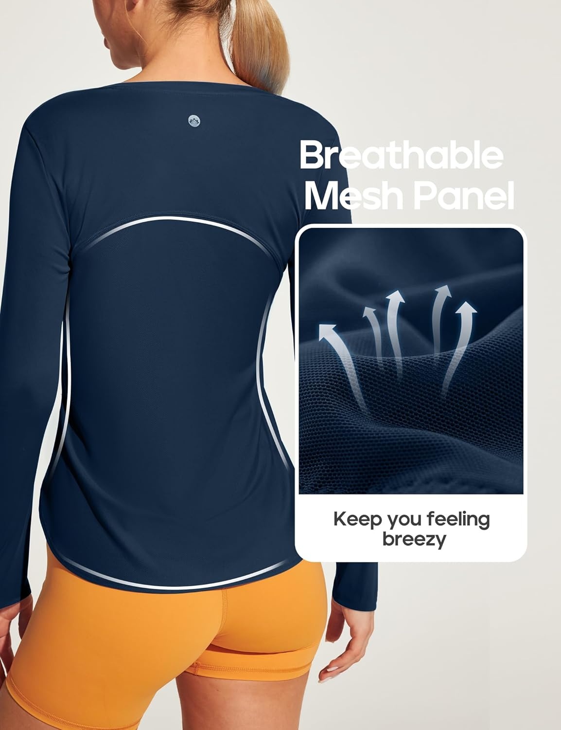 image:imageHeathyoga Long Sleeve Workout Tops for Women Sun Shirt UPF 50 SPF UV Protection Hiking Swim Shirts for Woman Rash GuardDark Blue