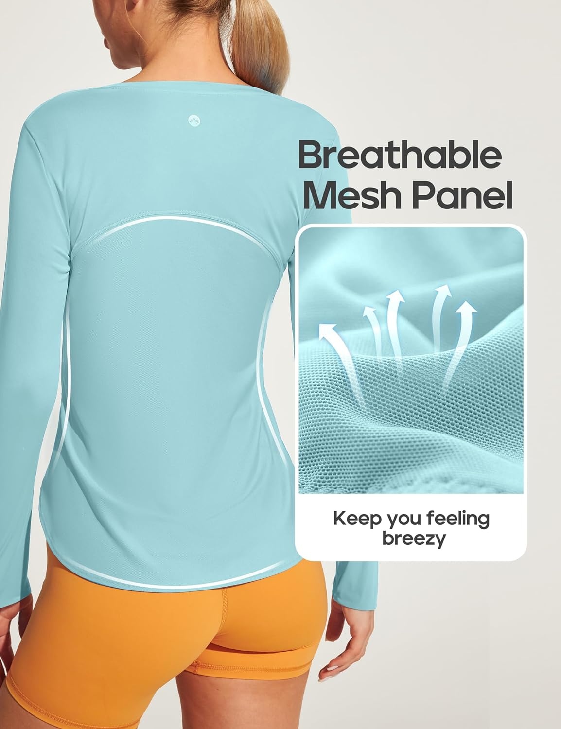 image:imageHeathyoga Long Sleeve Workout Tops for Women Sun Shirt UPF 50 SPF UV Protection Hiking Swim Shirts for Woman Rash GuardMint Green