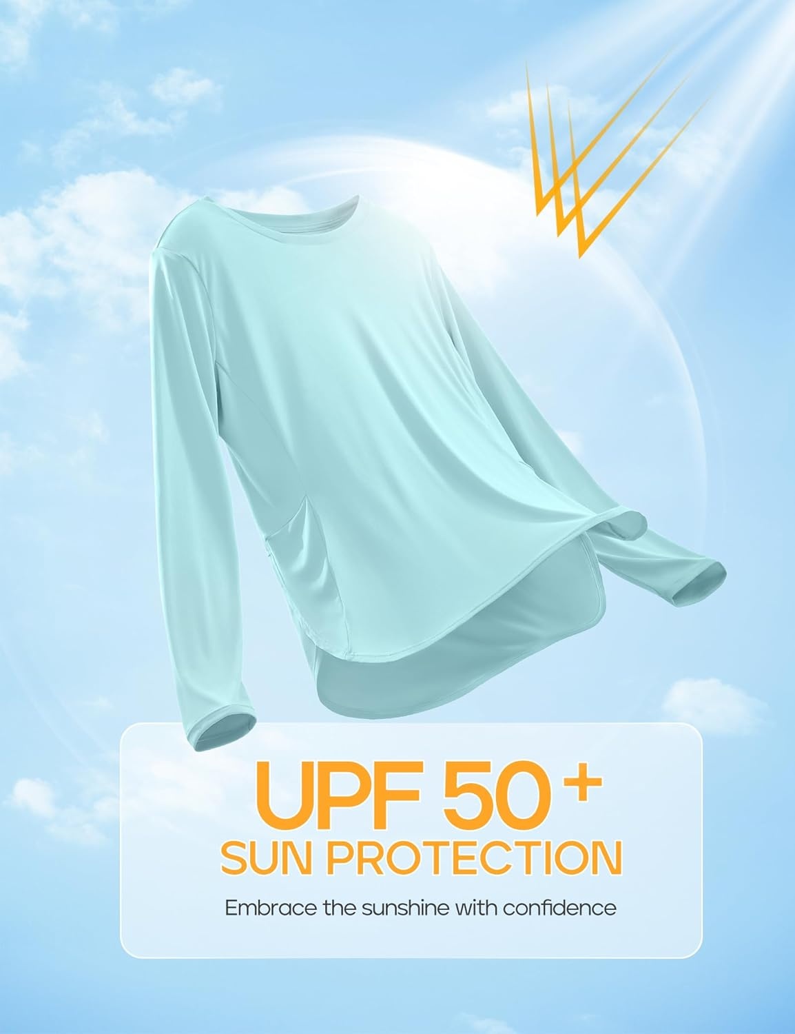 image:imageHeathyoga Long Sleeve Workout Tops for Women Sun Shirt UPF 50 SPF UV Protection Hiking Swim Shirts for Woman Rash GuardMint Green