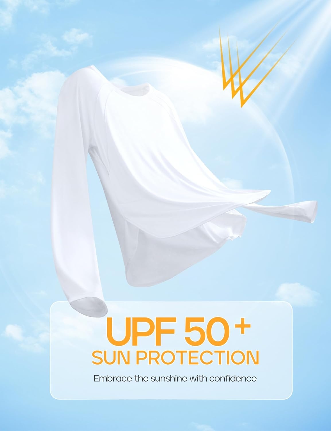 image:imageHeathyoga Long Sleeve Workout Tops for Women Sun Shirt UPF 50 SPF UV Protection Hiking Swim Shirts for Woman Rash GuardWhite