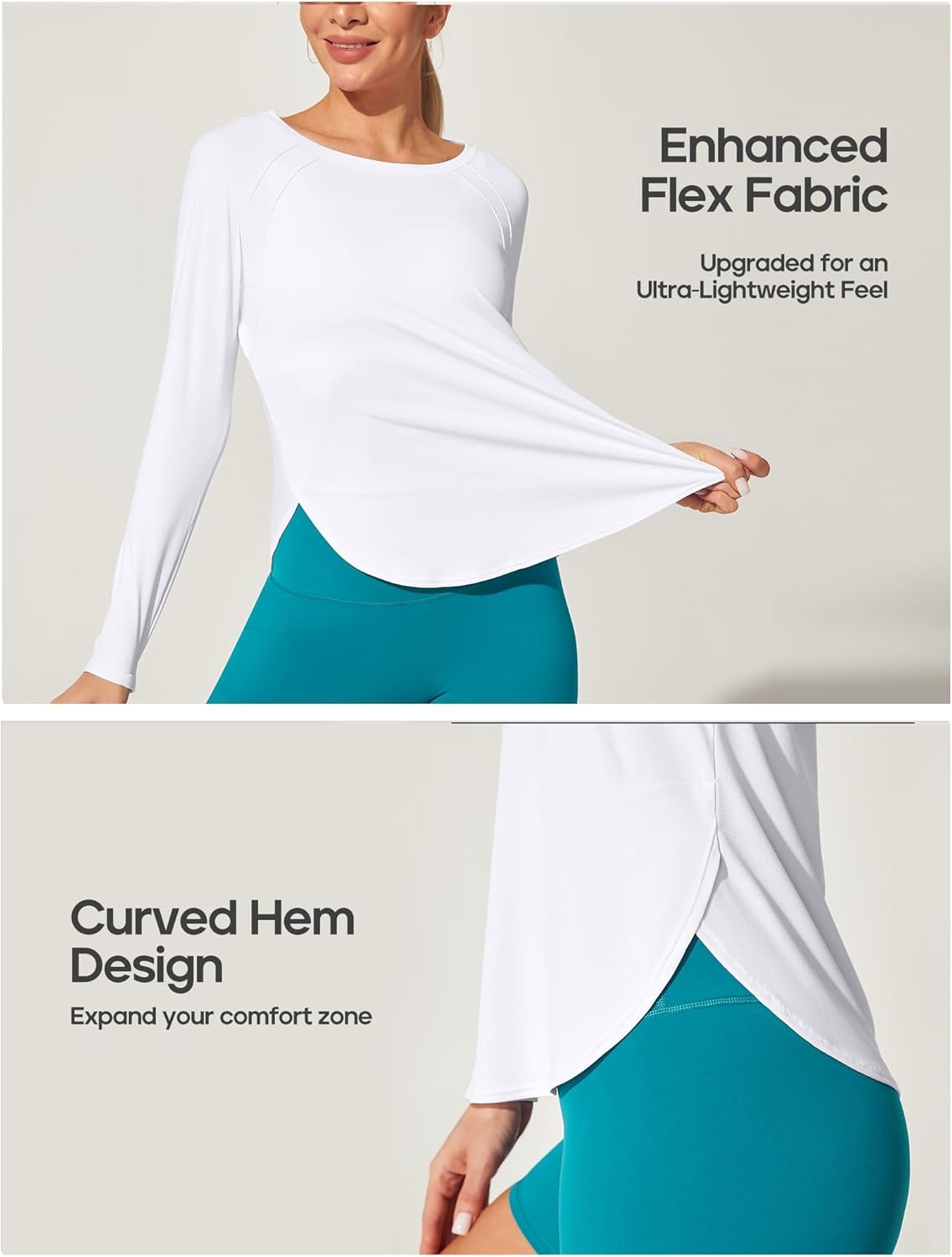image:imageHeathyoga Long Sleeve Workout Tops for Women Sun Shirt UPF 50 SPF UV Protection Hiking Swim Shirts for Woman Rash GuardWhite