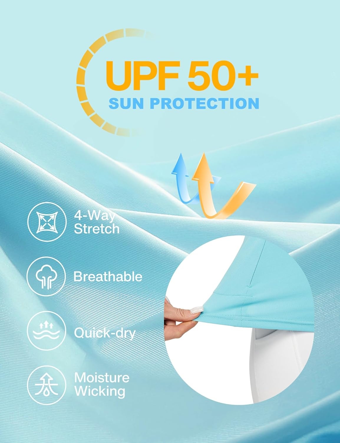 image:imageHeathyoga Rash Guard for Women UPF 50 SPF UV Protection Shirts for Women Long Sleeve Swim Shirts for Woman Sun ShirtLight Blue