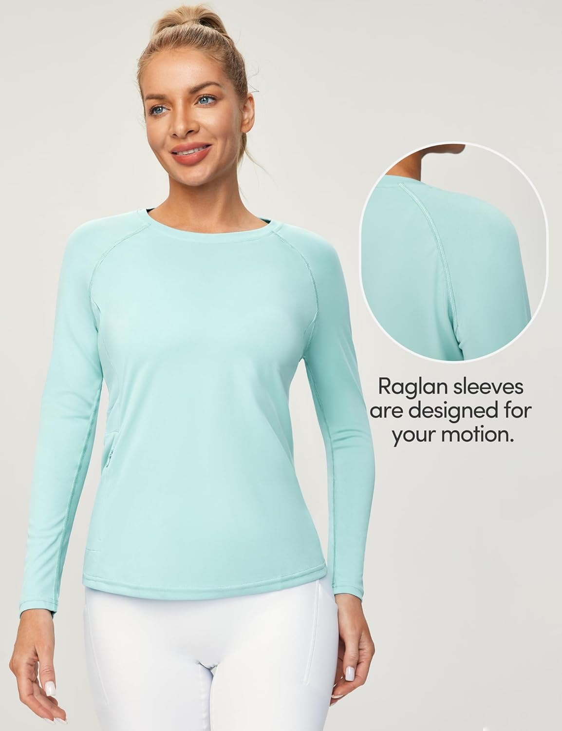 image:imageHeathyoga Rash Guard for Women UPF 50 SPF UV Protection Shirts for Women Long Sleeve Swim Shirts for Woman Sun ShirtLight Green