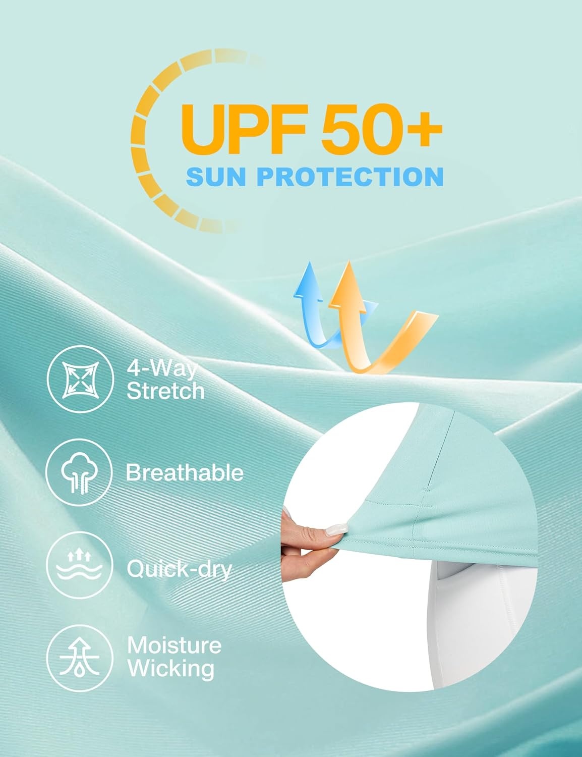 image:imageHeathyoga Rash Guard for Women UPF 50 SPF UV Protection Shirts for Women Long Sleeve Swim Shirts for Woman Sun ShirtLight Green
