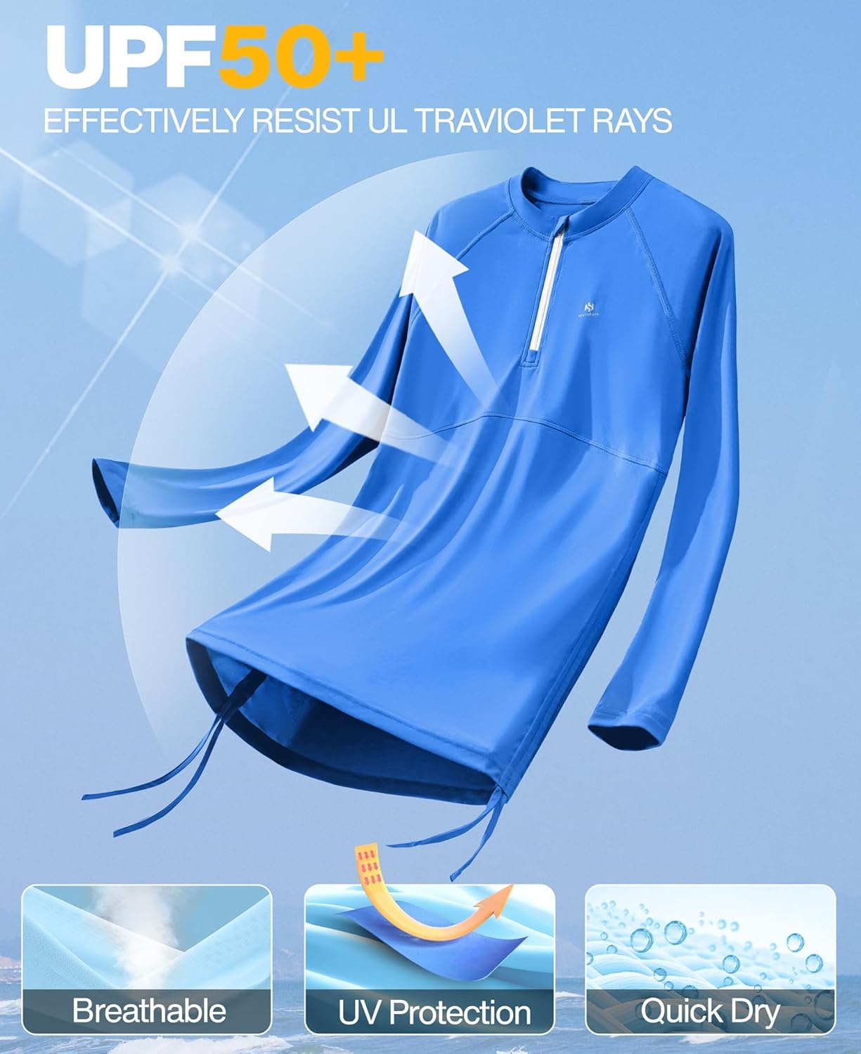 image:imageHeathyoga Rash Guard for Women UPF 50 UV Sun Protection Swim Shirt for Woman Long Sleeve Swimsuits Bathing Suit TopsCyan