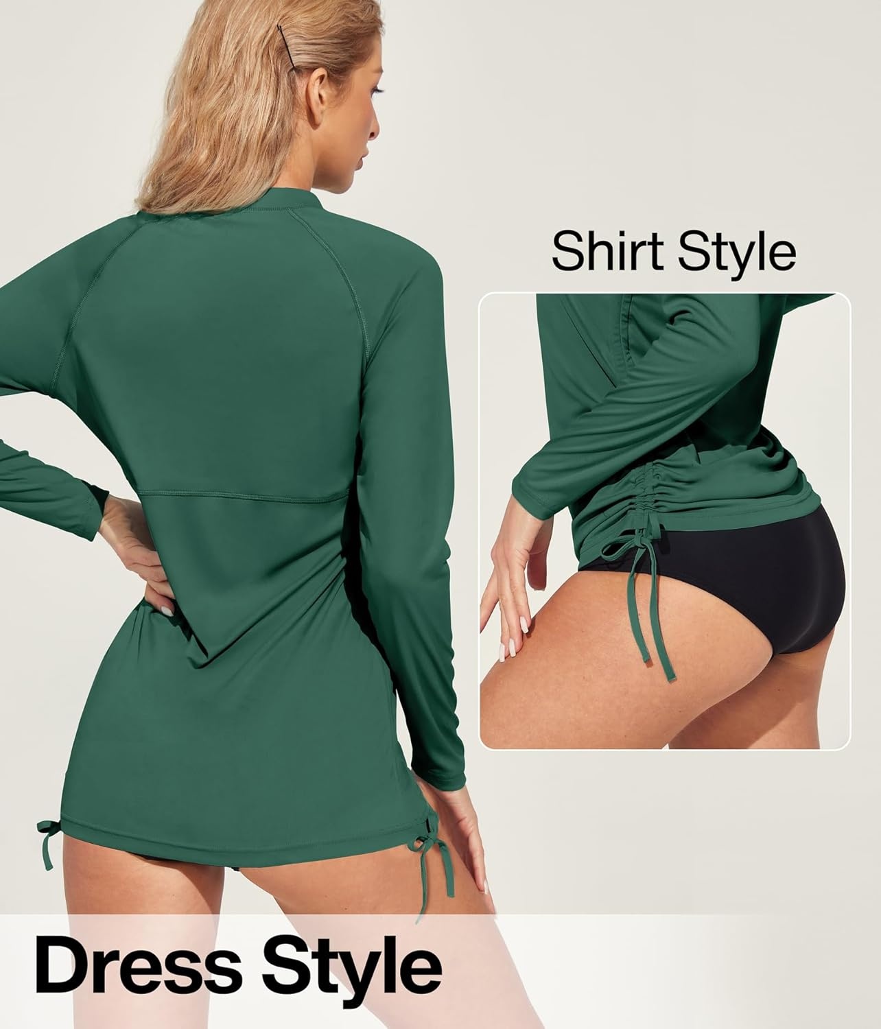image:imageHeathyoga Rash Guard for Women UPF 50 UV Sun Protection Swim Shirt for Woman Long Sleeve Swimsuits Bathing Suit TopsDark Green
