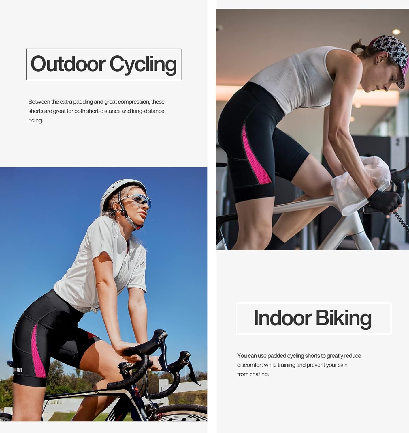 image:imageHeathyoga Womens 4D Padded Bike Shorts with Pockets Padding Cycling Shorts Women Bicycle Shorts Biker Biking ShortsPink