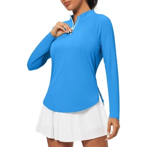 image:imageHeathyoga Long Sleeve Workout Tops for Women Golf Shirt UPF 50 Swim Shirts for Woman UV Sun Protection Quarter Zip PulloverCyan