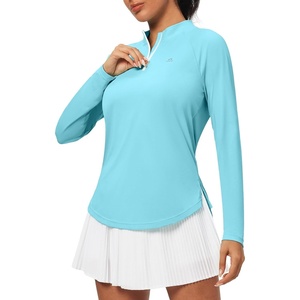 image:imageHeathyoga Long Sleeve Workout Tops for Women Golf Shirt UPF 50 Swim Shirts for Woman UV Sun Protection Quarter Zip PulloverLight Blue
