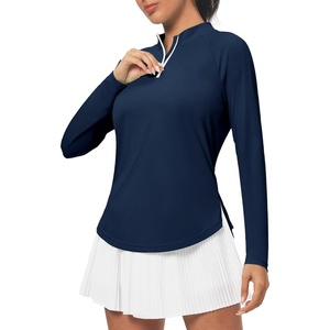 image:imageHeathyoga Long Sleeve Workout Tops for Women Golf Shirt UPF 50 Swim Shirts for Woman UV Sun Protection Quarter Zip PulloverNavy Blue