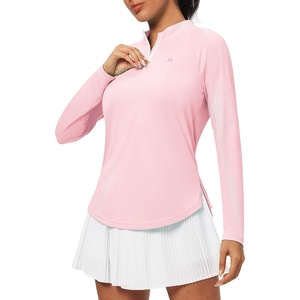 image:imageHeathyoga Long Sleeve Workout Tops for Women Golf Shirt UPF 50 Swim Shirts for Woman UV Sun Protection Quarter Zip PulloverPink
