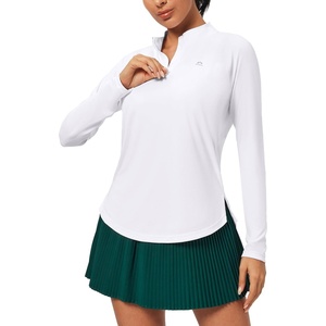 image:imageHeathyoga Long Sleeve Workout Tops for Women Golf Shirt UPF 50 Swim Shirts for Woman UV Sun Protection Quarter Zip PulloverWhite