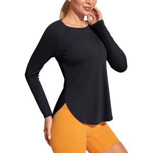 image:imageHeathyoga Long Sleeve Workout Tops for Women Sun Shirt UPF 50 SPF UV Protection Hiking Swim Shirts for Woman Rash GuardBlack