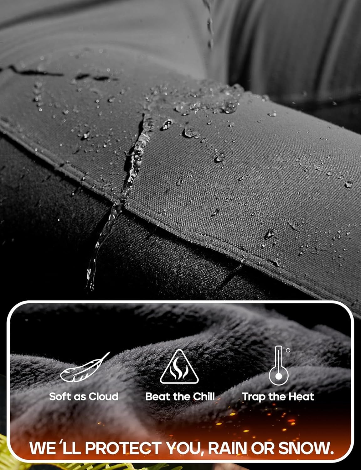 image:imageHeathyoga Cargo Pants Women Fleece Lined Leggings Waterproof Hiking Pants Women Thermal Pants Warm Wide Leg Sweatpants WinterBlack