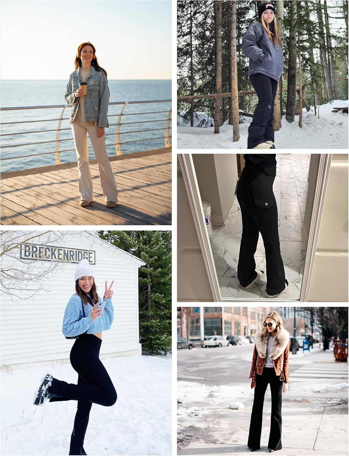 image:imageHeathyoga Cargo Pants Women Fleece Lined Leggings Waterproof Hiking Pants Women Thermal Pants Warm Wide Leg Sweatpants WinterLegend Green