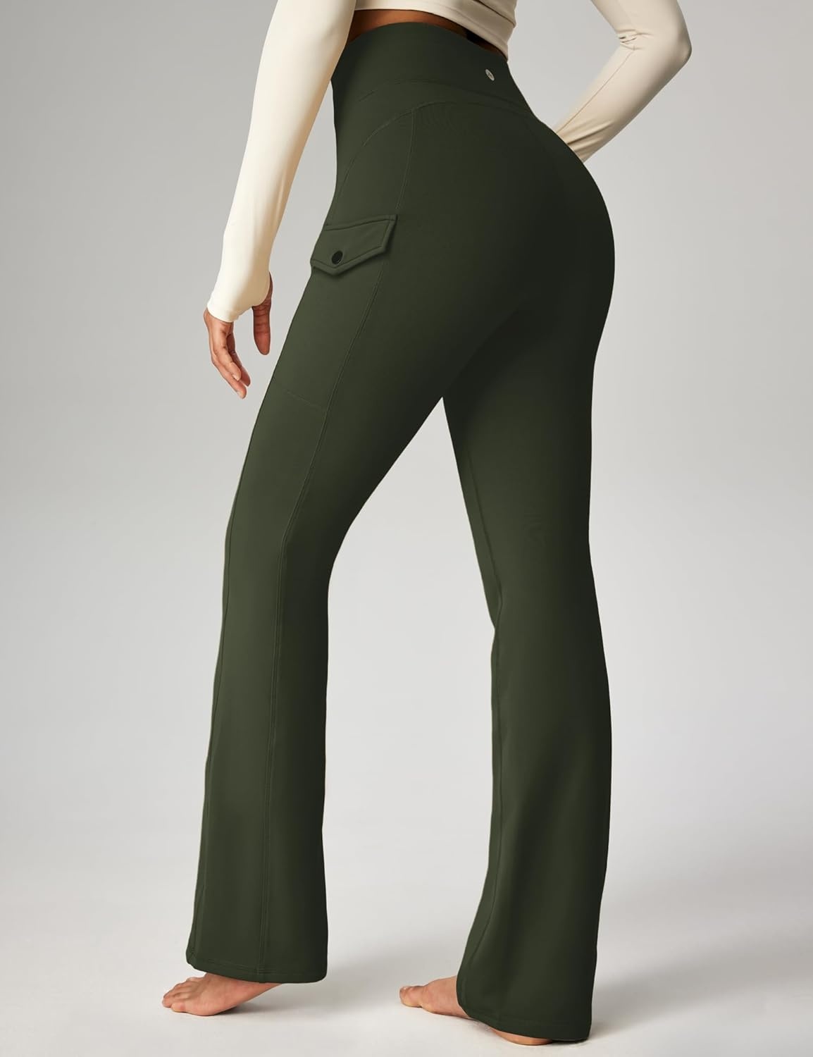image:imageHeathyoga Cargo Pants Women Fleece Lined Leggings Waterproof Hiking Pants Women Thermal Pants Warm Wide Leg Sweatpants WinterLegend Green