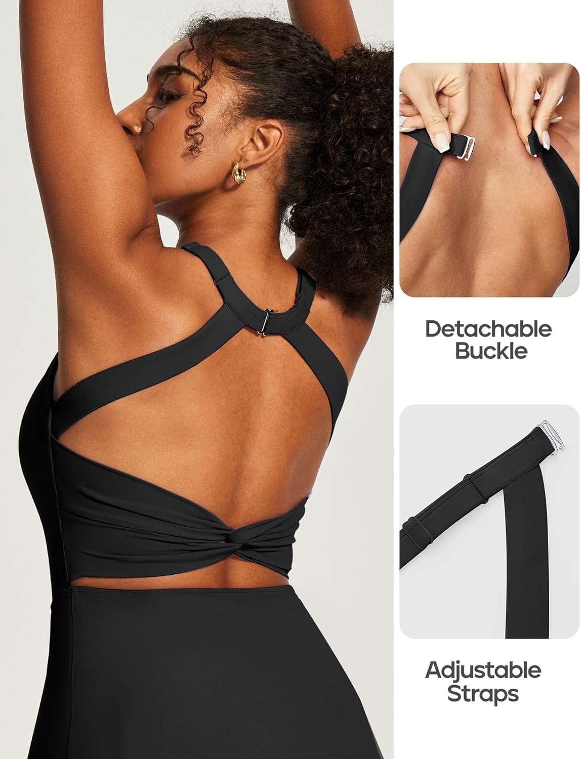 image:imageHeathyoga Easy Peasy Tennis Dresses for Women with Shorts Underneath and Bra Athletic Dress for Women Golf Workout DressEasy Peezy Black