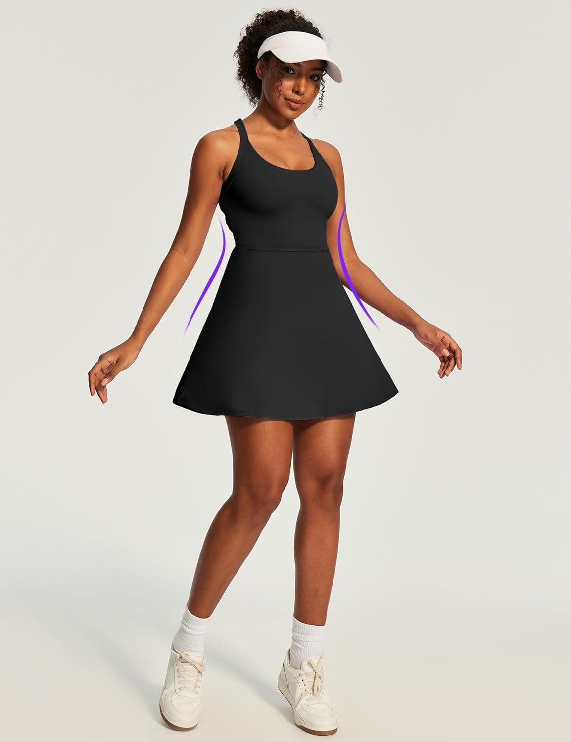 image:imageHeathyoga Easy Peasy Tennis Dresses for Women with Shorts Underneath and Bra Athletic Dress for Women Golf Workout DressEasy Peezy Black