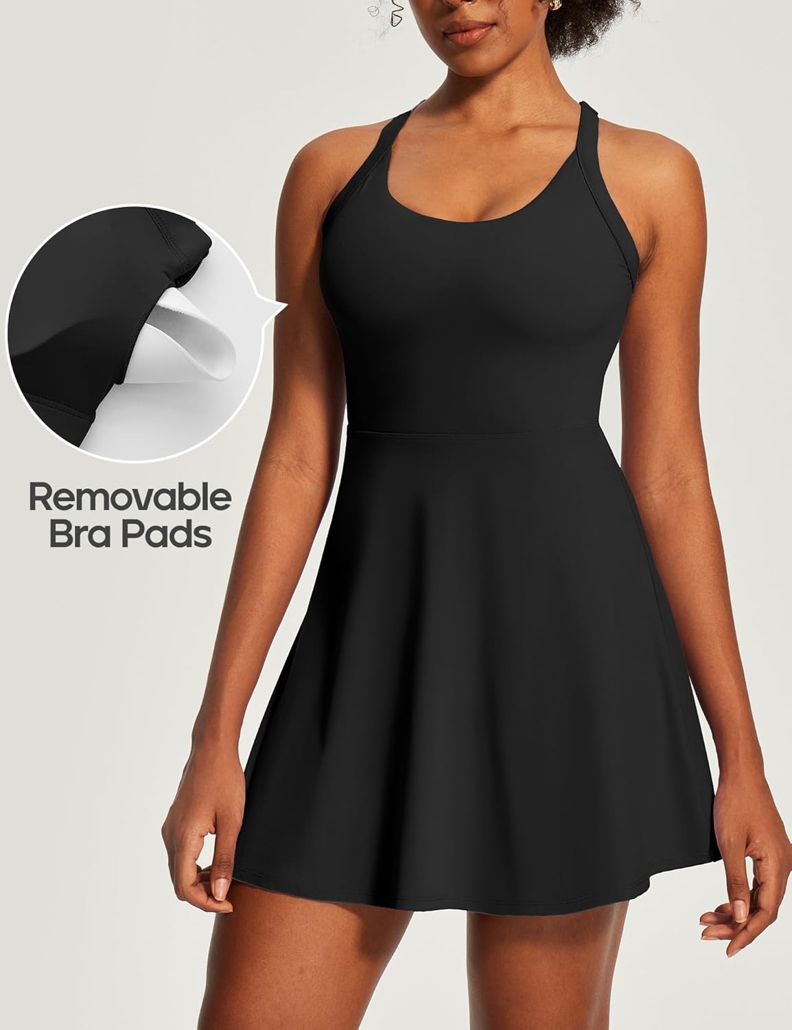 image:imageHeathyoga Easy Peasy Tennis Dresses for Women with Shorts Underneath and Bra Athletic Dress for Women Golf Workout DressEasy Peezy Black