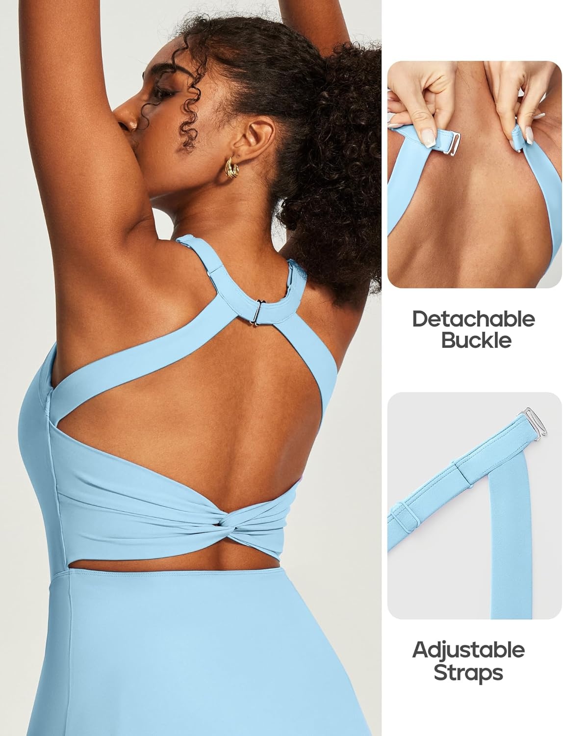 image:imageHeathyoga Easy Peasy Tennis Dresses for Women with Shorts Underneath and Bra Athletic Dress for Women Golf Workout DressEasy Peezy Cloudy Blue