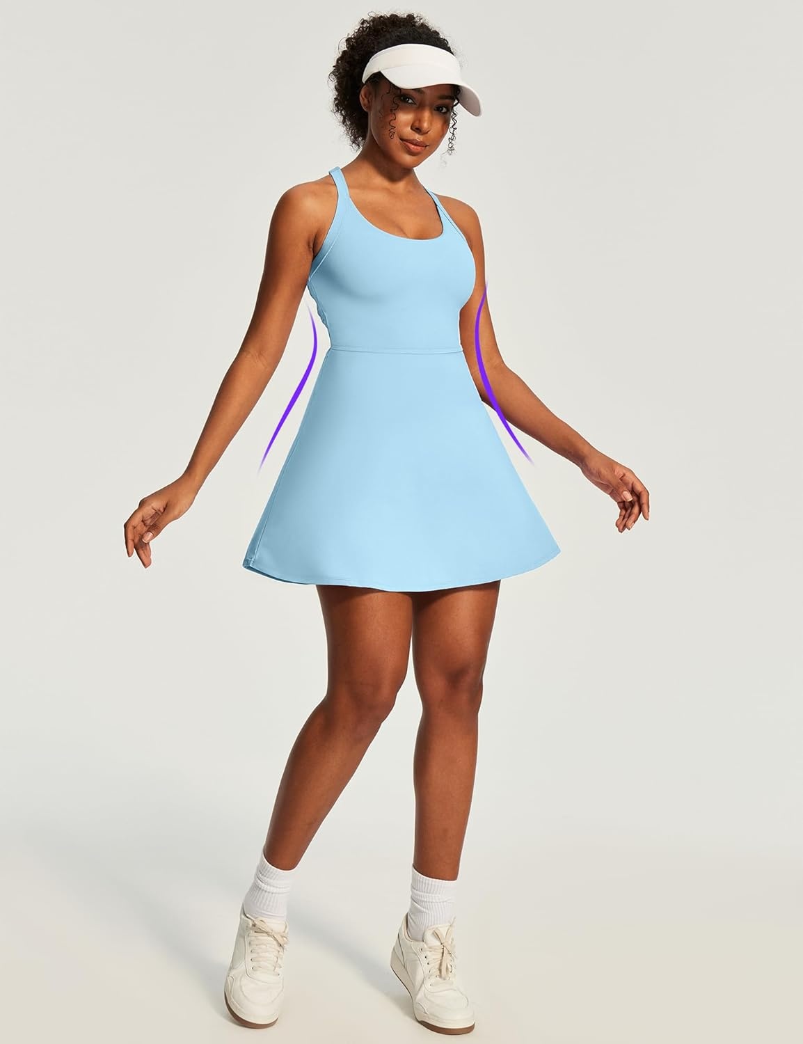 image:imageHeathyoga Easy Peasy Tennis Dresses for Women with Shorts Underneath and Bra Athletic Dress for Women Golf Workout DressEasy Peezy Cloudy Blue