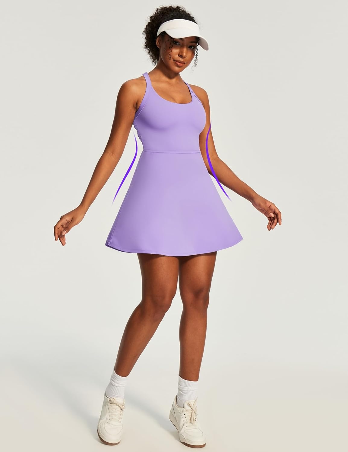 image:imageHeathyoga Easy Peasy Tennis Dresses for Women with Shorts Underneath and Bra Athletic Dress for Women Golf Workout DressEasy Peezy Lavender