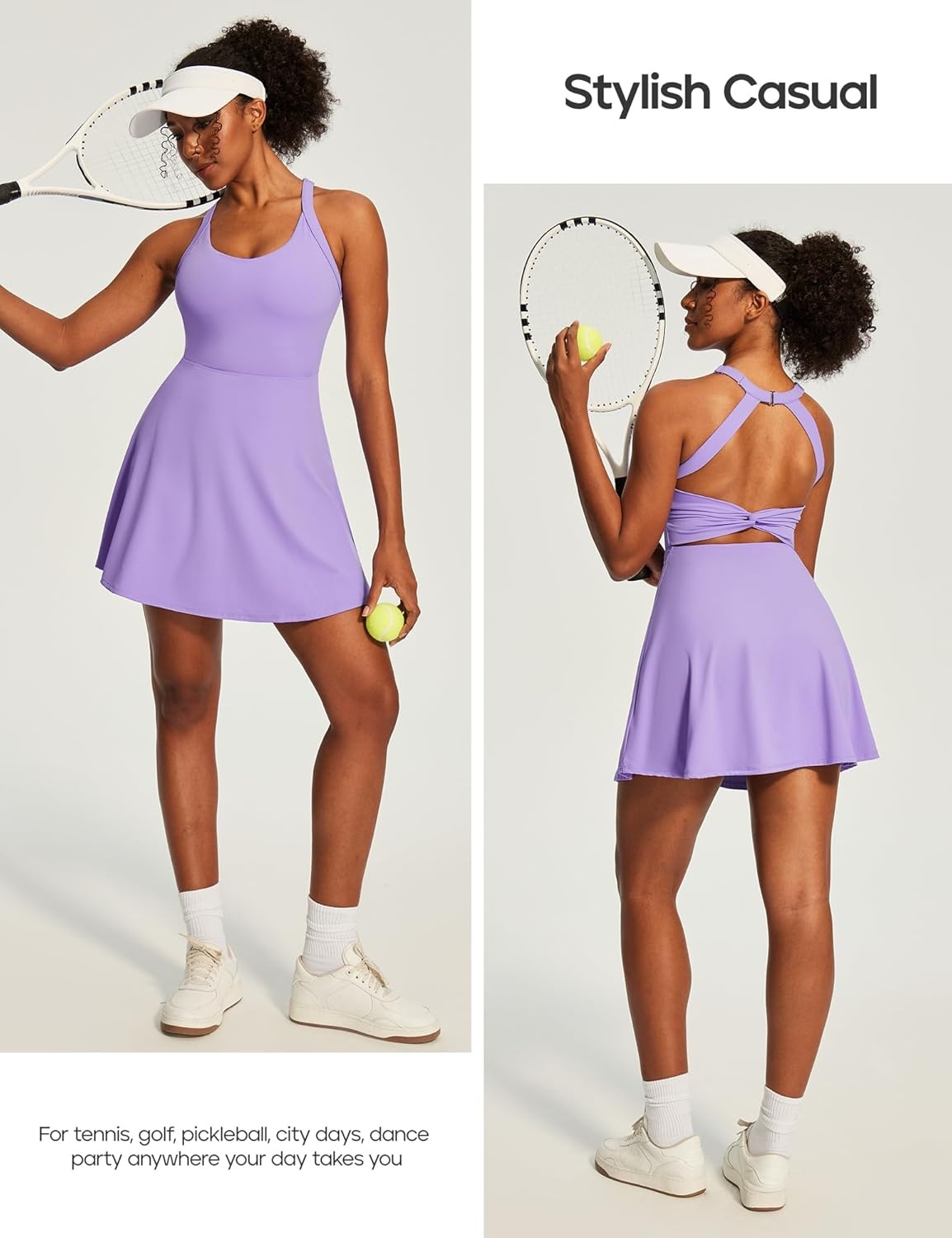 image:imageHeathyoga Easy Peasy Tennis Dresses for Women with Shorts Underneath and Bra Athletic Dress for Women Golf Workout DressEasy Peezy Lavender