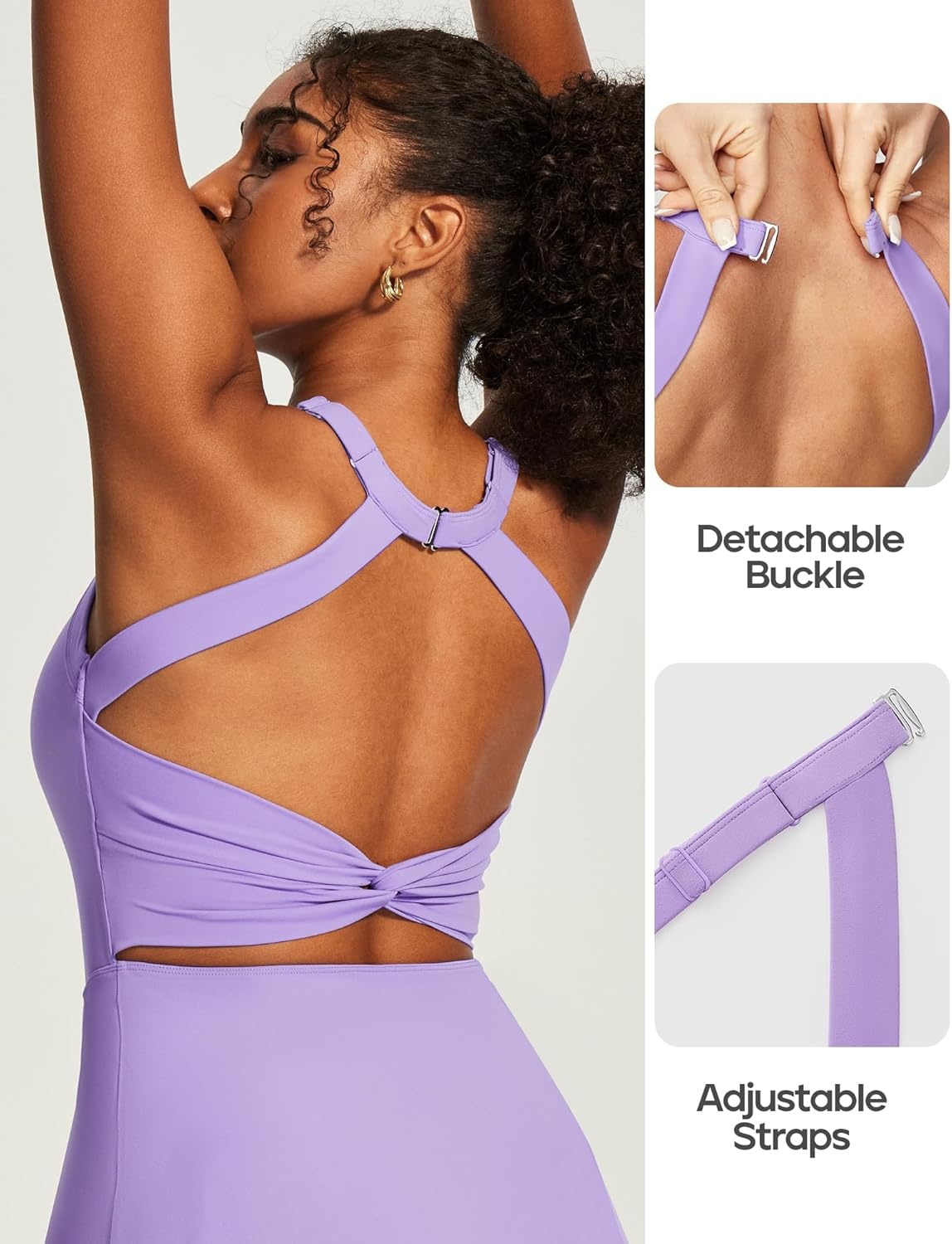 image:imageHeathyoga Easy Peasy Tennis Dresses for Women with Shorts Underneath and Bra Athletic Dress for Women Golf Workout DressEasy Peezy Lavender