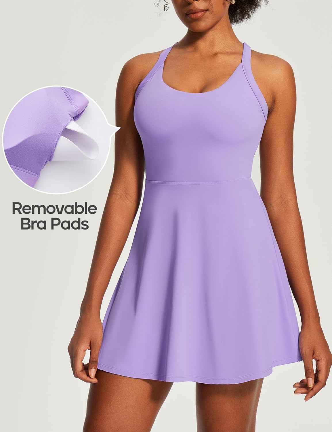 image:imageHeathyoga Easy Peasy Tennis Dresses for Women with Shorts Underneath and Bra Athletic Dress for Women Golf Workout DressEasy Peezy Lavender