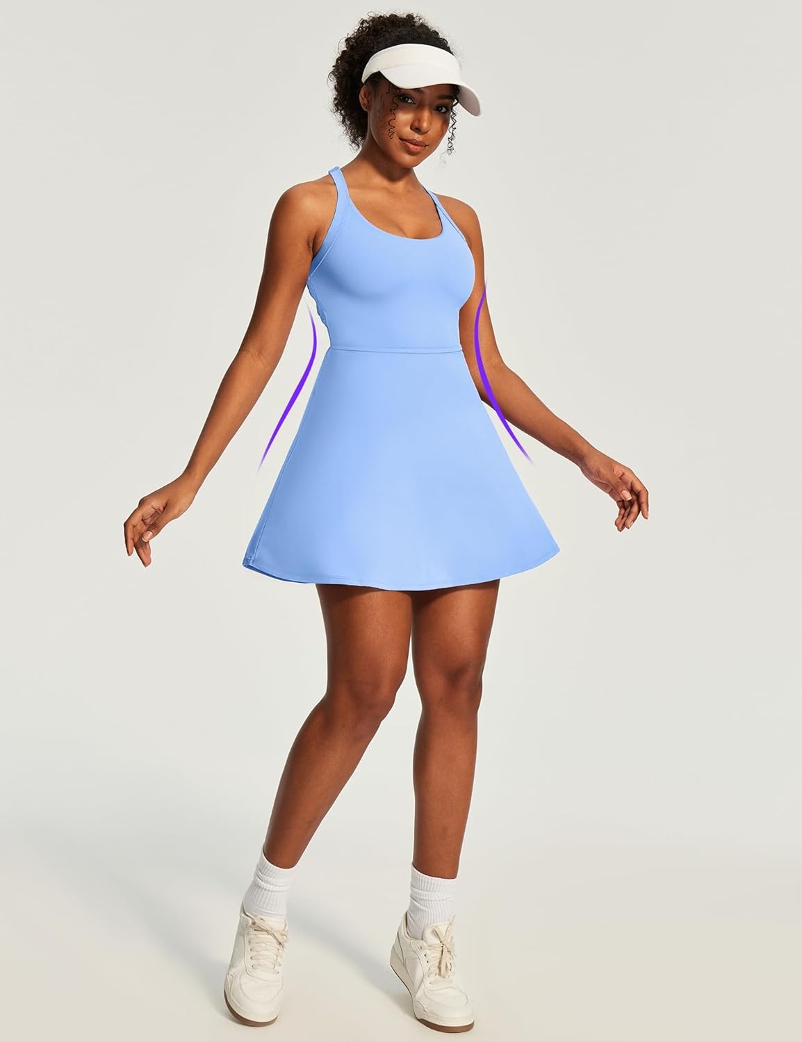 image:imageHeathyoga Easy Peasy Tennis Dresses for Women with Shorts Underneath and Bra Athletic Dress for Women Golf Workout DressEasy Peezy Light Blue