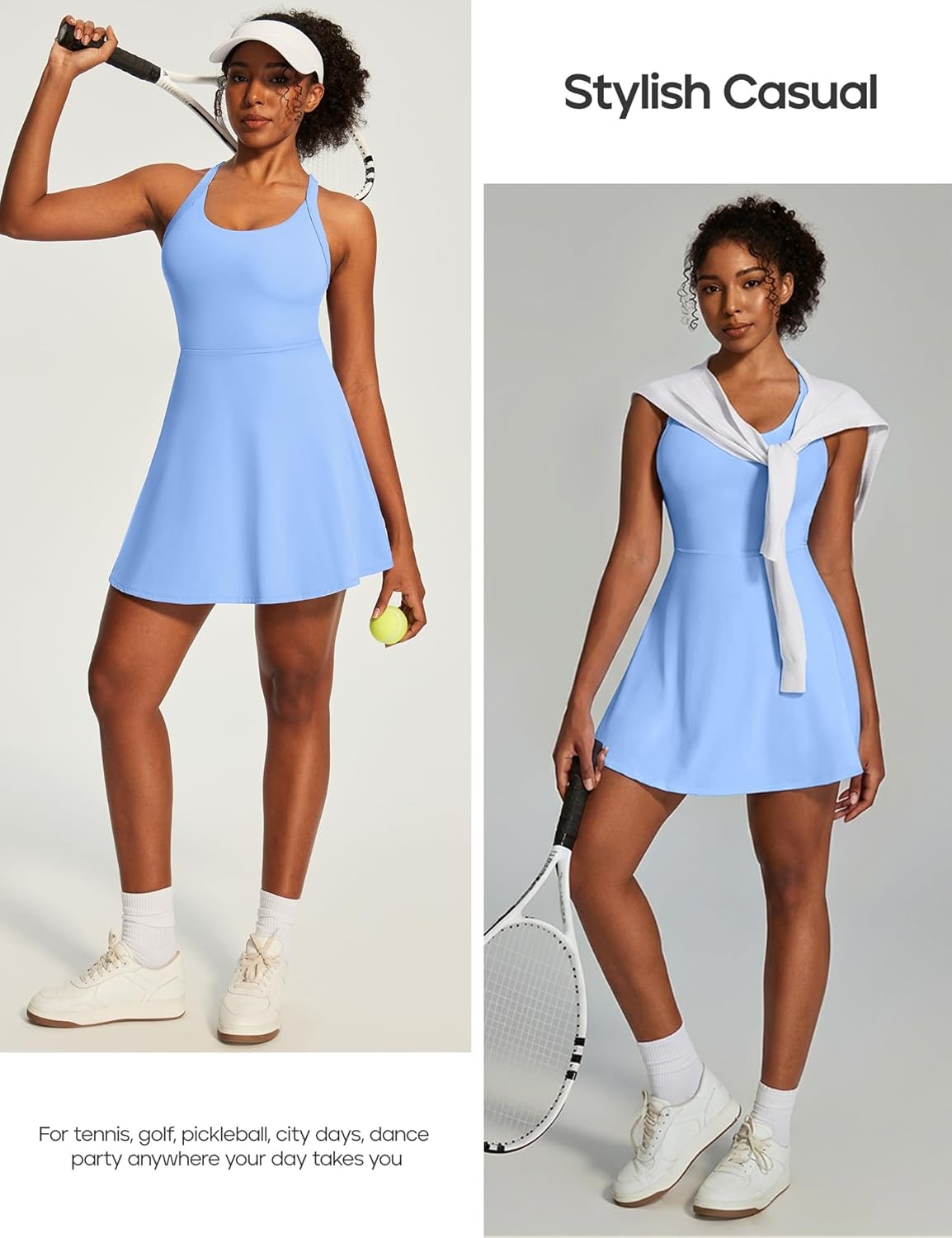 image:imageHeathyoga Easy Peasy Tennis Dresses for Women with Shorts Underneath and Bra Athletic Dress for Women Golf Workout DressEasy Peezy Light Blue
