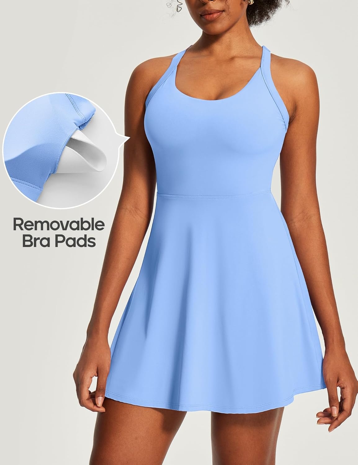 image:imageHeathyoga Easy Peasy Tennis Dresses for Women with Shorts Underneath and Bra Athletic Dress for Women Golf Workout DressEasy Peezy Light Blue