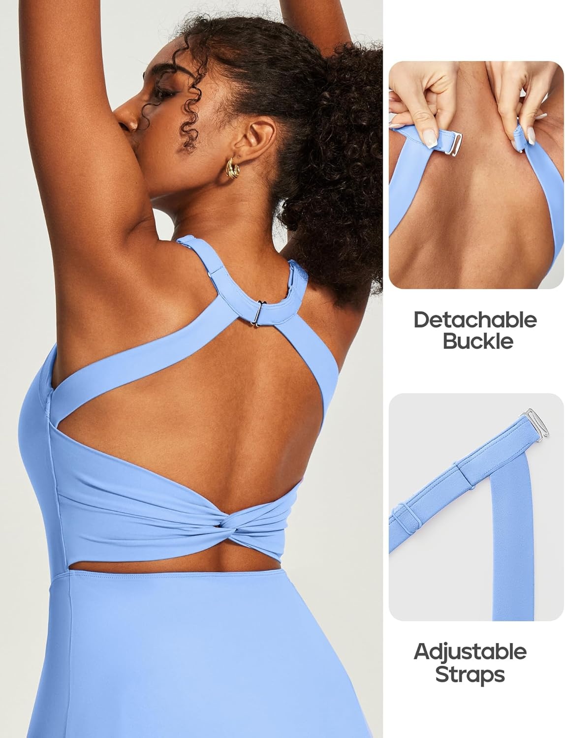 image:imageHeathyoga Easy Peasy Tennis Dresses for Women with Shorts Underneath and Bra Athletic Dress for Women Golf Workout DressEasy Peezy Light Blue