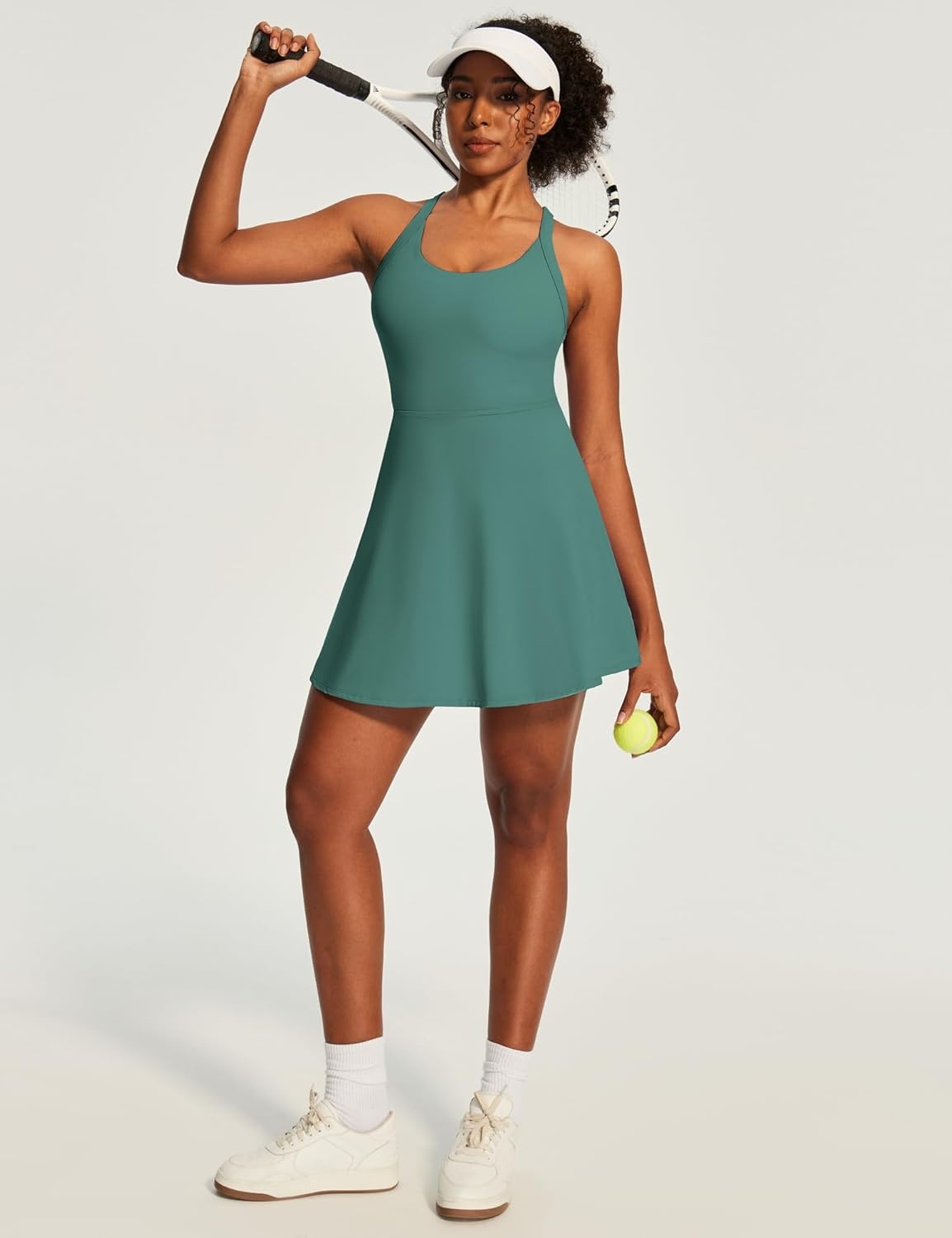image:imageHeathyoga Easy Peasy Tennis Dresses for Women with Shorts Underneath and Bra Athletic Dress for Women Golf Workout DressEasy Peezy Verdant Green