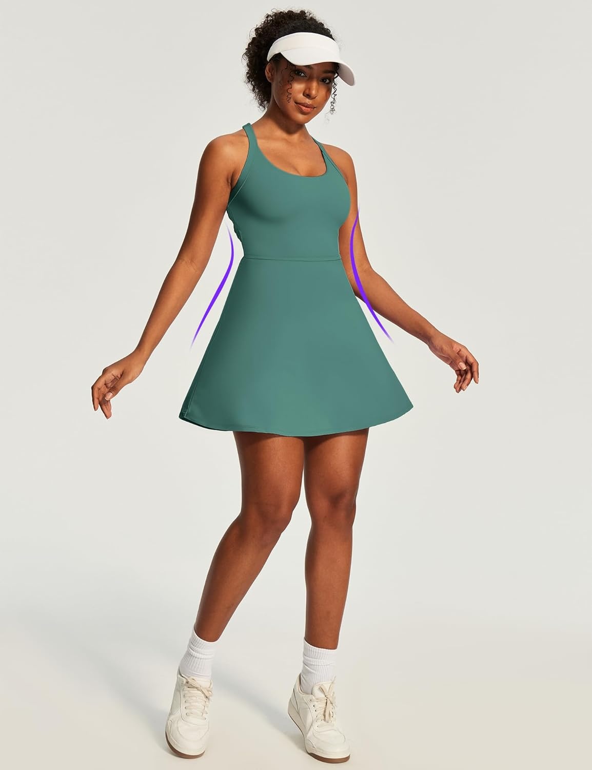 image:imageHeathyoga Easy Peasy Tennis Dresses for Women with Shorts Underneath and Bra Athletic Dress for Women Golf Workout DressEasy Peezy Verdant Green