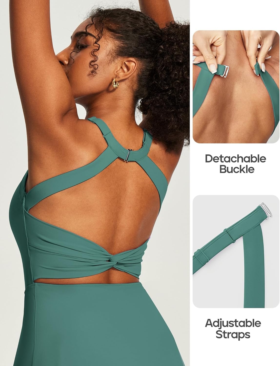 image:imageHeathyoga Easy Peasy Tennis Dresses for Women with Shorts Underneath and Bra Athletic Dress for Women Golf Workout DressEasy Peezy Verdant Green