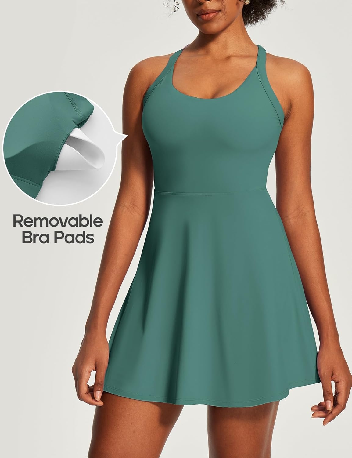 image:imageHeathyoga Easy Peasy Tennis Dresses for Women with Shorts Underneath and Bra Athletic Dress for Women Golf Workout DressEasy Peezy Verdant Green