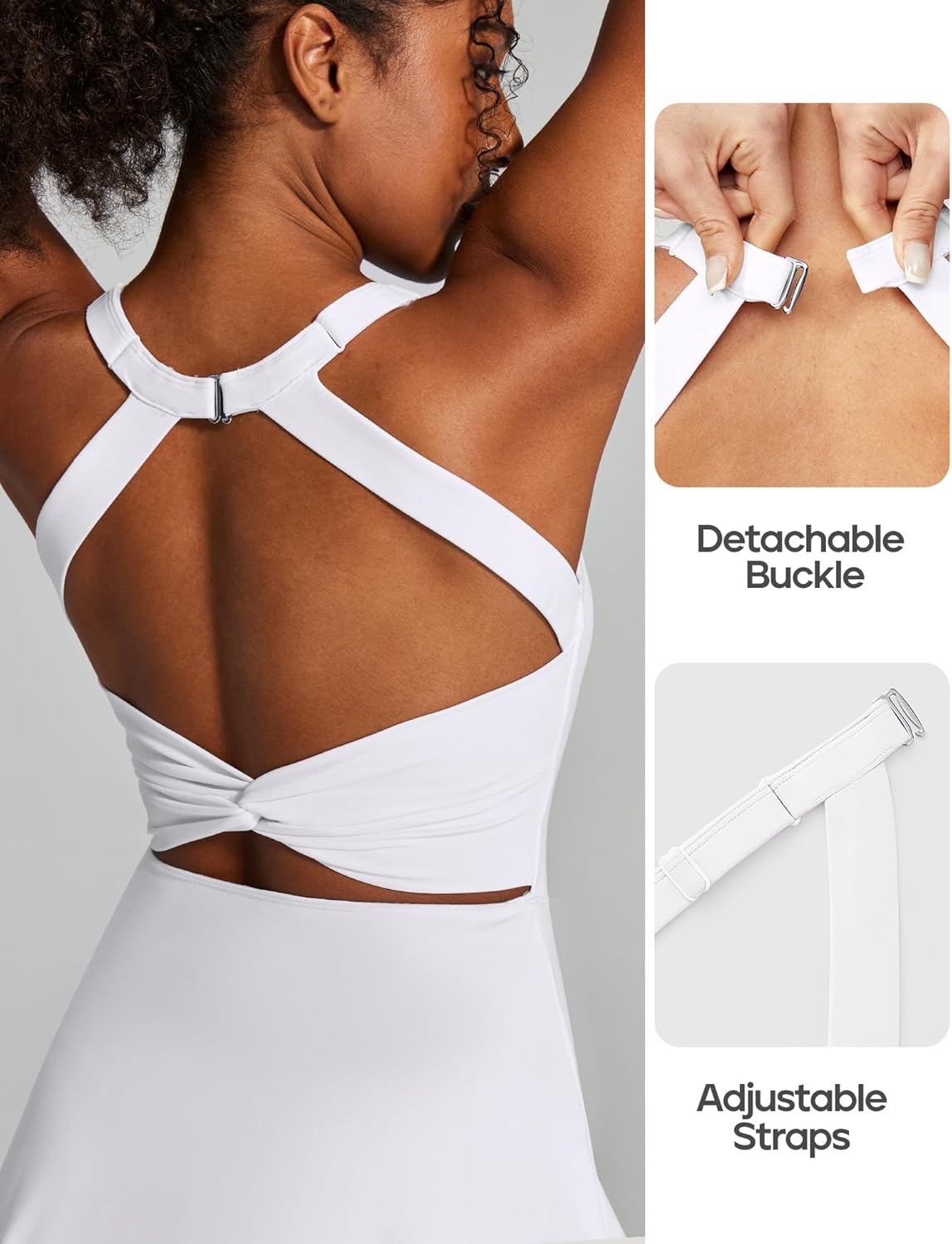 image:imageHeathyoga Easy Peasy Tennis Dresses for Women with Shorts Underneath and Bra Athletic Dress for Women Golf Workout DressEasy Peezy White
