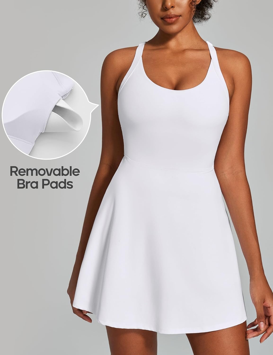 image:imageHeathyoga Easy Peasy Tennis Dresses for Women with Shorts Underneath and Bra Athletic Dress for Women Golf Workout DressEasy Peezy White