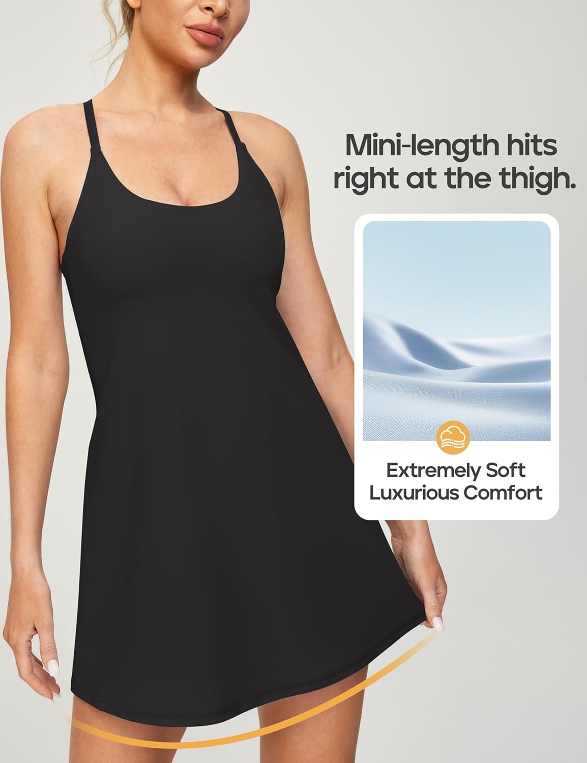 image:imageHeathyoga Womens Athletic Dress Easy Peasy Tennis Dress with Shorts Underneath Workout Active Golf Dresses for WomenBlack