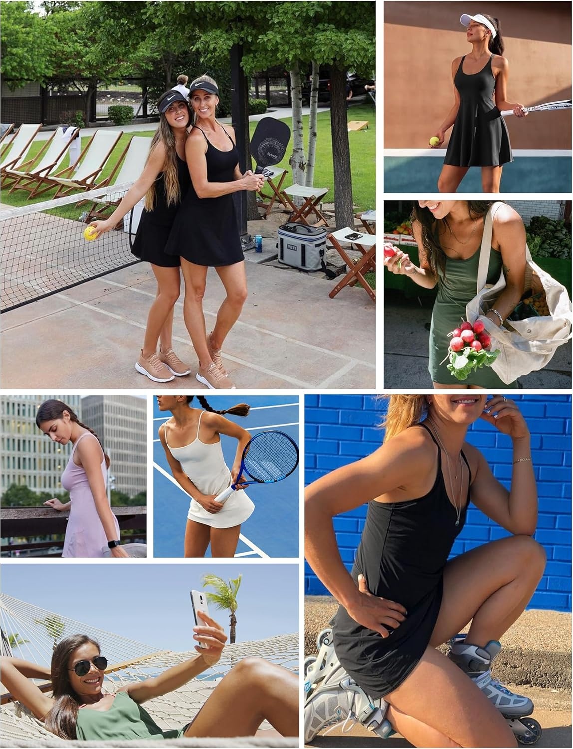 image:imageHeathyoga Womens Athletic Dress Easy Peasy Tennis Dress with Shorts Underneath Workout Active Golf Dresses for WomenBlack
