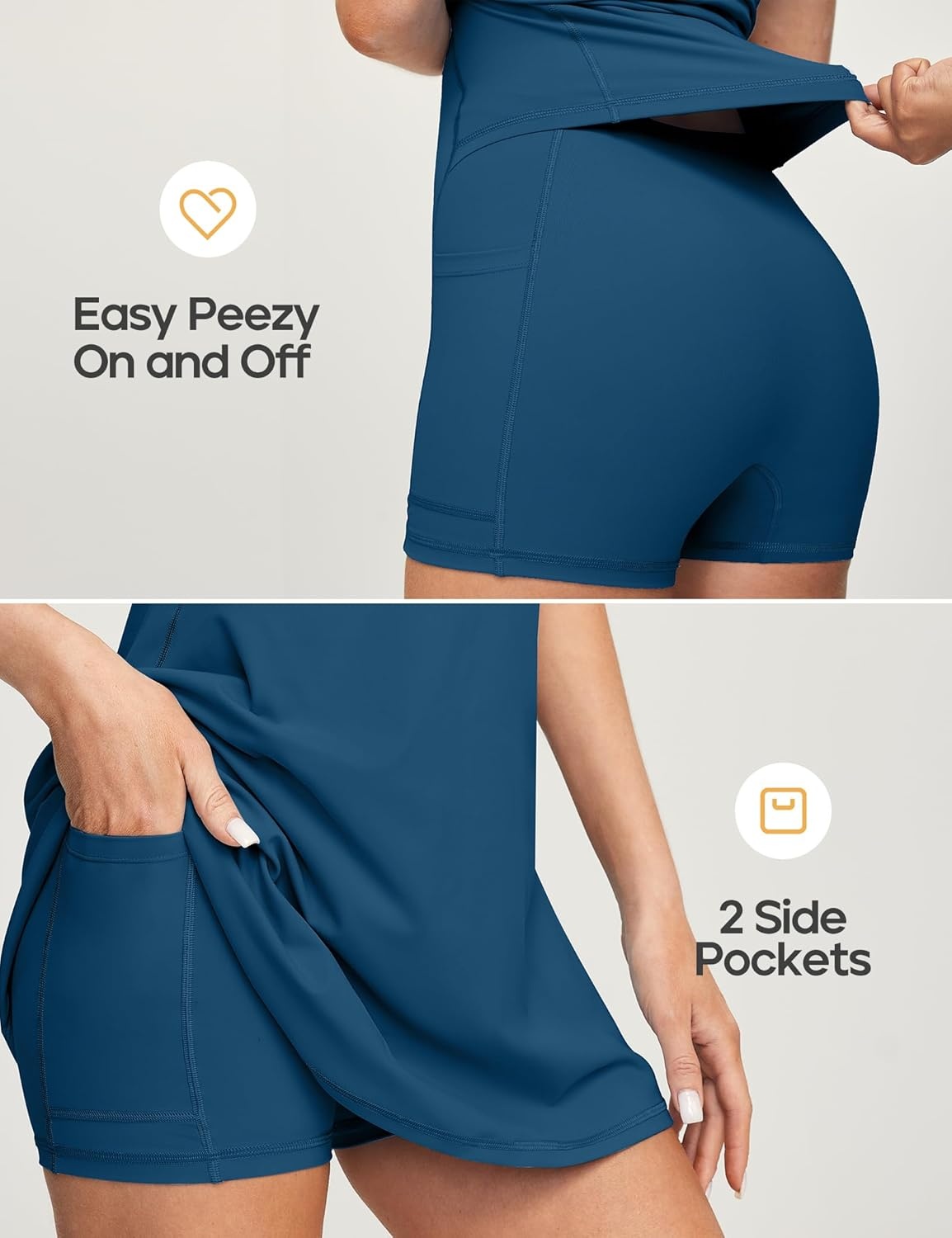 image:imageHeathyoga Womens Athletic Dress Easy Peasy Tennis Dress with Shorts Underneath Workout Active Golf Dresses for WomenIndigo
