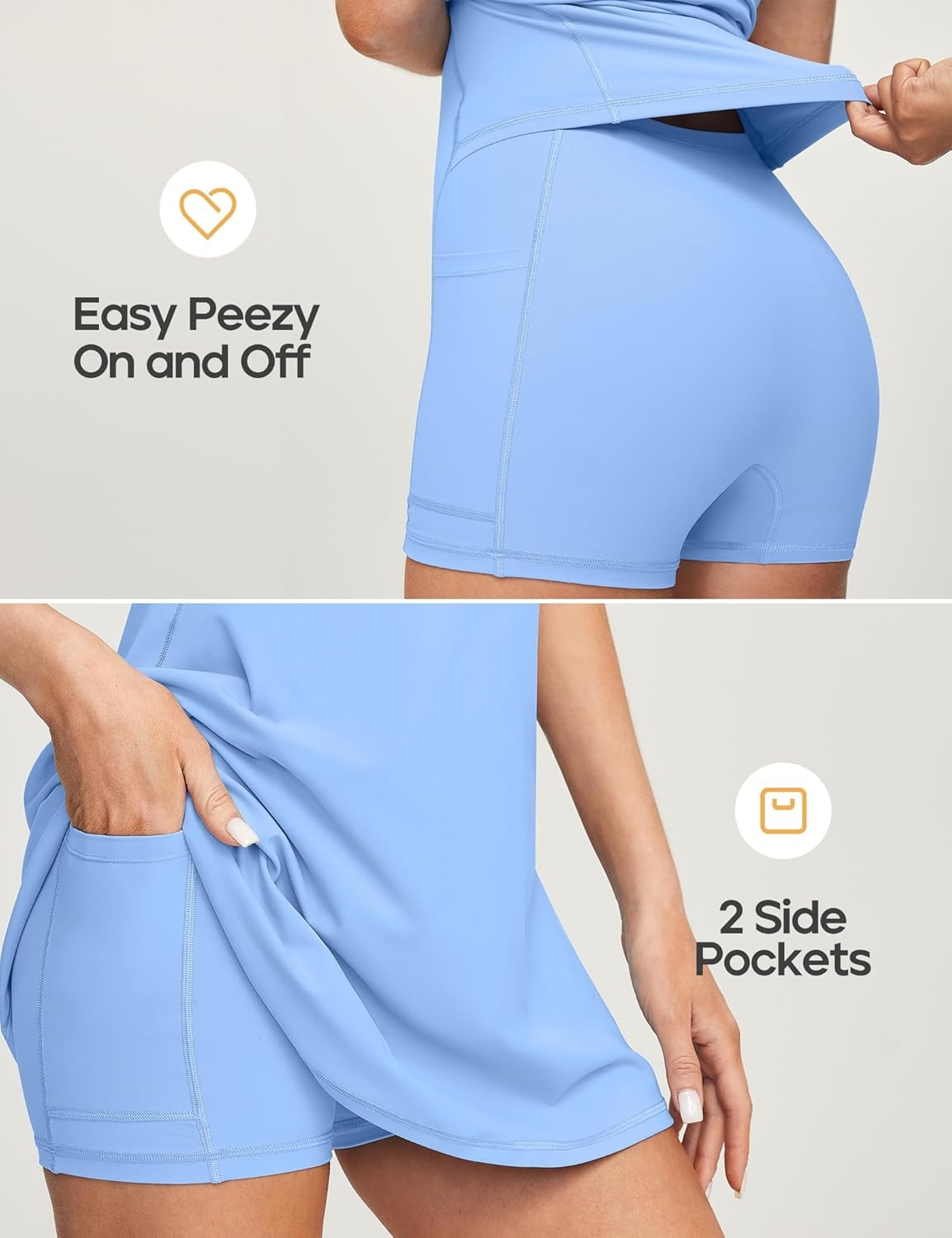 image:imageHeathyoga Womens Athletic Dress Easy Peasy Tennis Dress with Shorts Underneath Workout Active Golf Dresses for WomenLight Blue