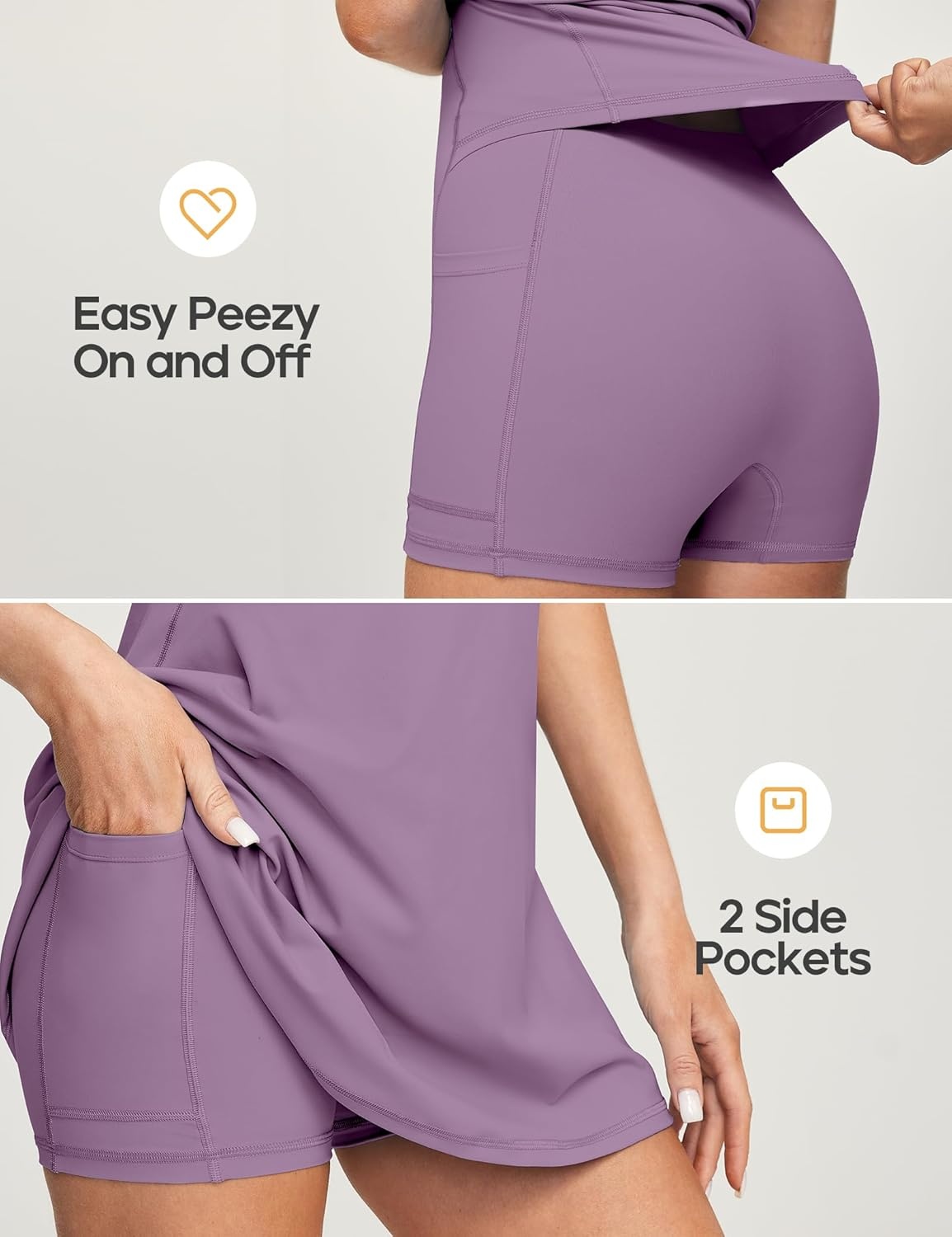 image:imageHeathyoga Womens Athletic Dress Easy Peasy Tennis Dress with Shorts Underneath Workout Active Golf Dresses for WomenMauve